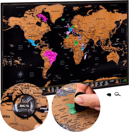 Scratch off World Map for Wall with All U.S States Large