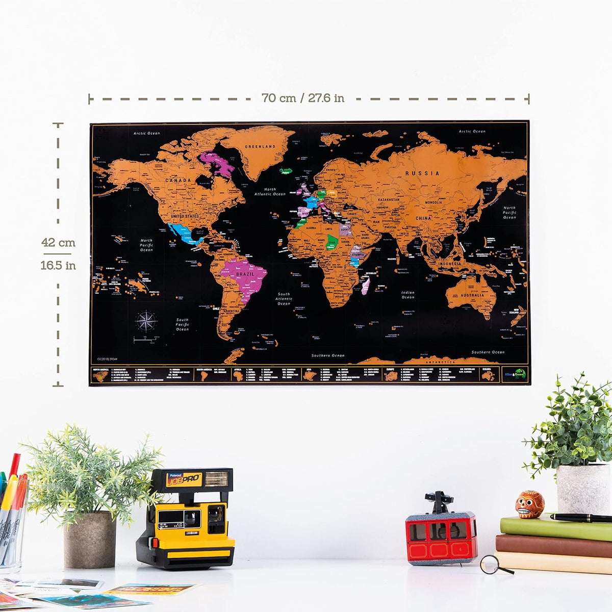 Scratch off World Map for Wall with All U.S States Large
