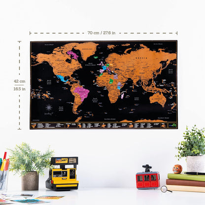 Scratch off World Map for Wall with All U.S States Large